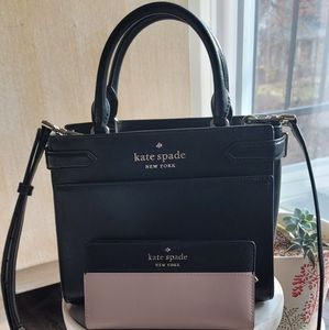 Kate Spade Staci Small Satchel and Staci Colorblock large slim bifold wallet